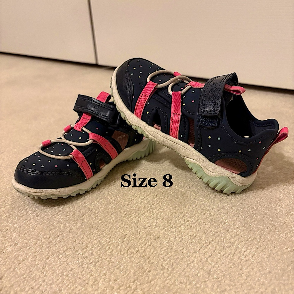 Navy & Pink Velcro Sandals-8
